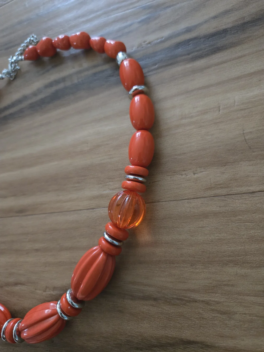 4/$15 Red Orange Beaded Statement Necklace - Women Jewelry